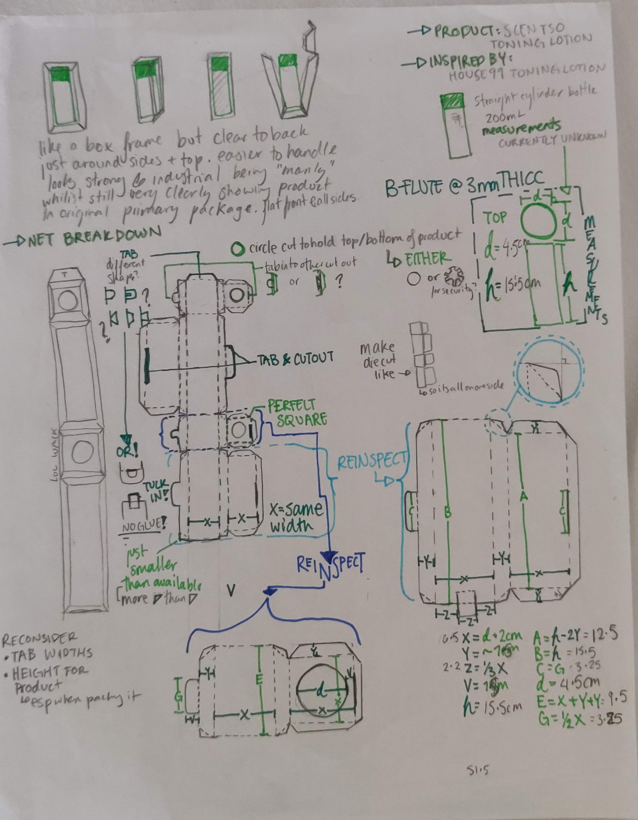 Concept sketches in coming up with a design for this cosmetic product